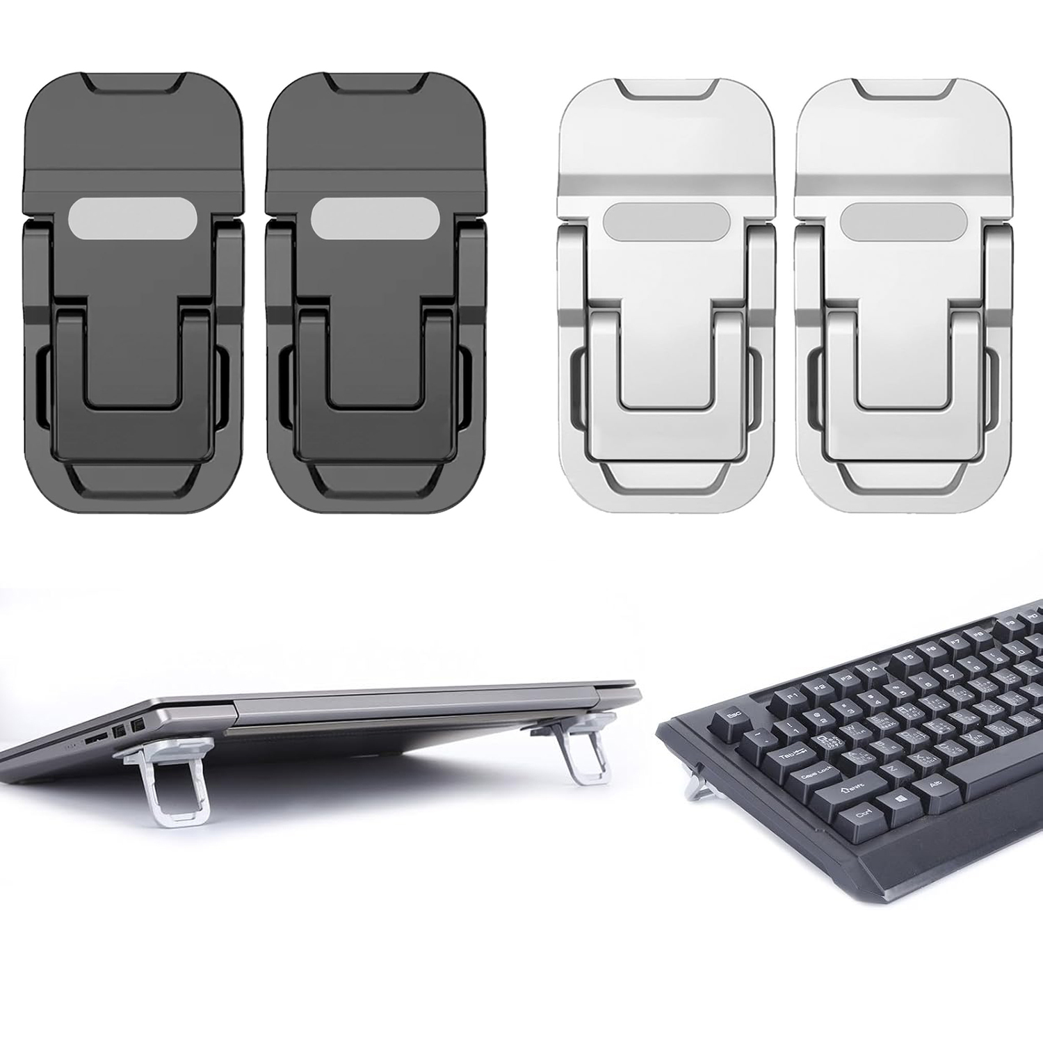 Cooling Stand Tablet - 2個入り ポータブル折りたたみ式ノートパソコンスタンド 調節可能なノートブックライザーブラケット ユニバーサル冷却キーボードホルダー ノートパソコン用