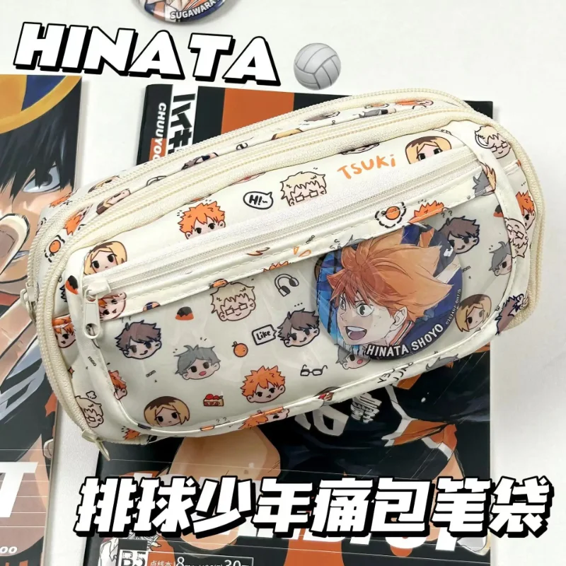 Case With Pencil Holder - アニメ ハイキュー!! 痛絵柄のかわいいペンケース、漫画風文房具ホルダーバッグ、子供用ペンケース、学生用学用品ギフト