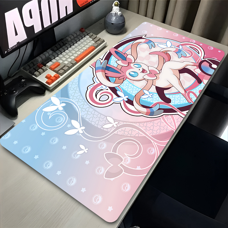 Tablet Accessories For Girls - 大型ピンクかわいいマウスパッド XXL ゲームコンピュータアクセサリー P-ポケモン シルベオン キーボード