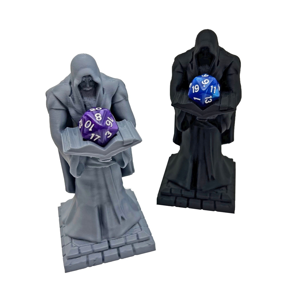 Tablet Accessories Kit - ランダムカラーダイス付き魔法使いフィギュア、魔術、魔法、3Dプリントミニチュア、D&Dテーブルトップアート作品
