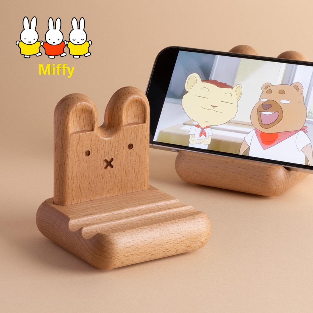 かわいいアニメミッフィーウサギ携帯電話デスクトップスタンド木 - Fire Tablet Accessories のレビューと価格
