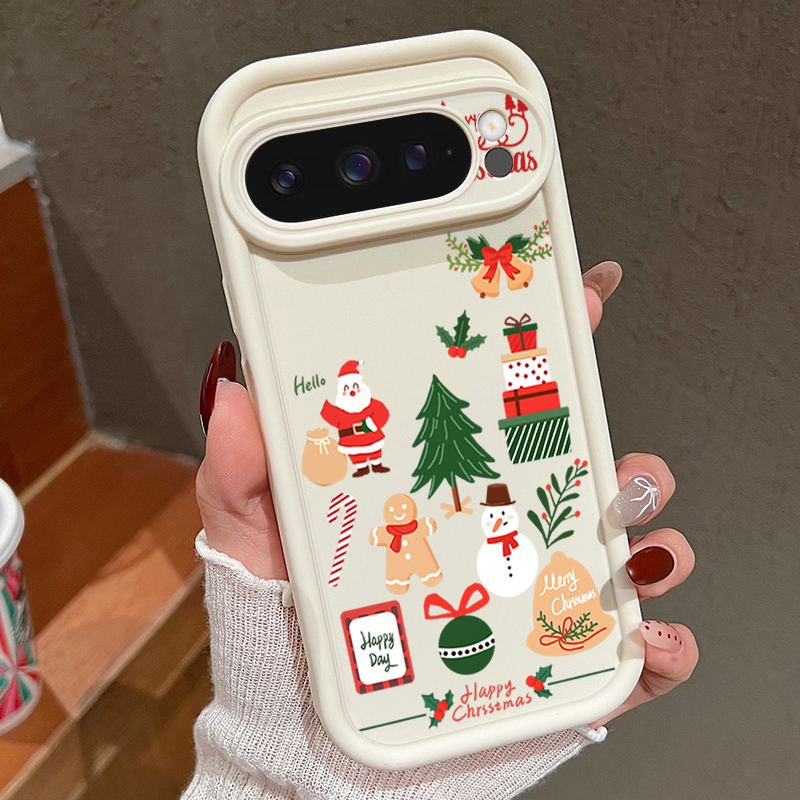 ハッピークリスマス柄 ソフトTPUスマホケース Google - Google Pixel 8A のレビューと価格