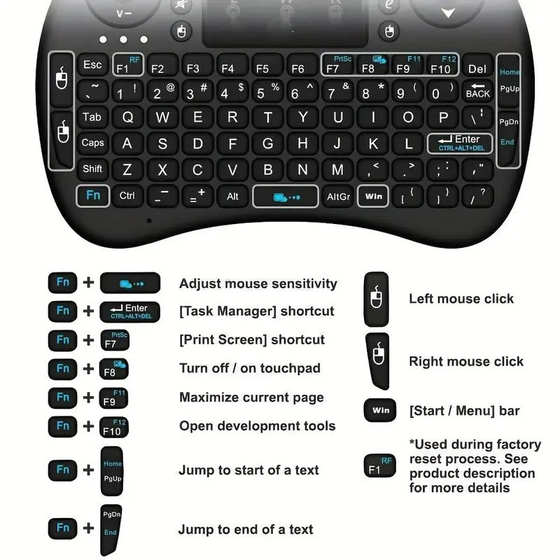 ミニワイヤレスキーボード 2.4GHz バックライトなしマウ - Windows Tablet Accessories のレビューと価格