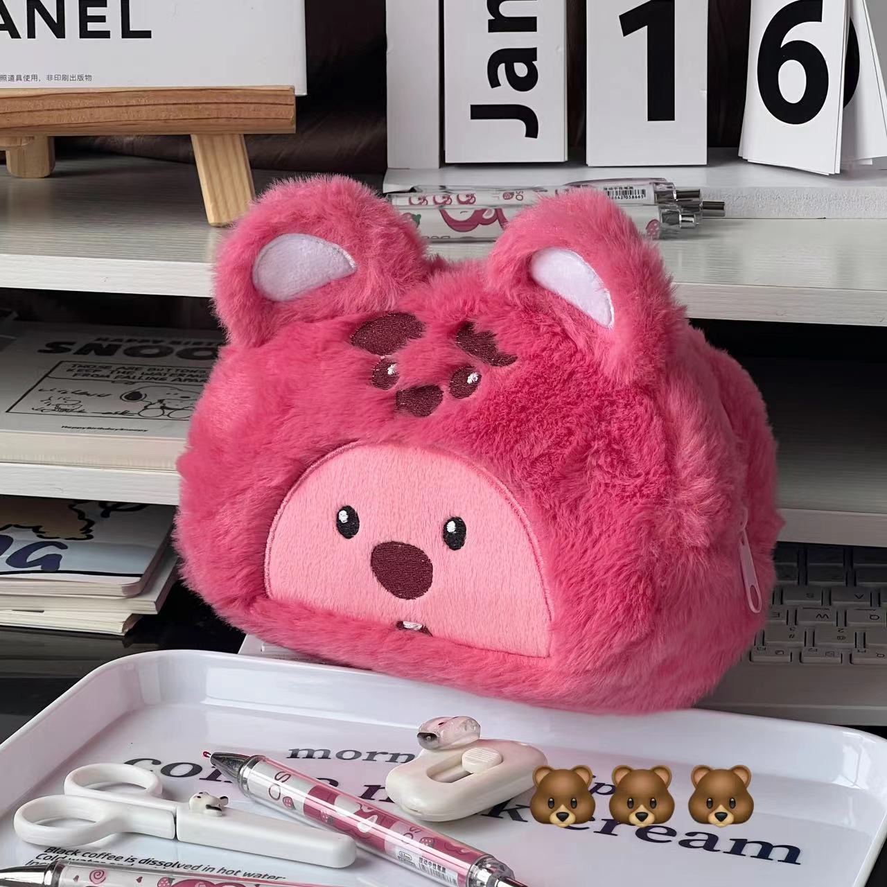漫画ぬいぐるみ鉛筆バッグ学生かわいい収納袋ペン化粧ブラシマー - Case With Pencil Holder のレビューと価格